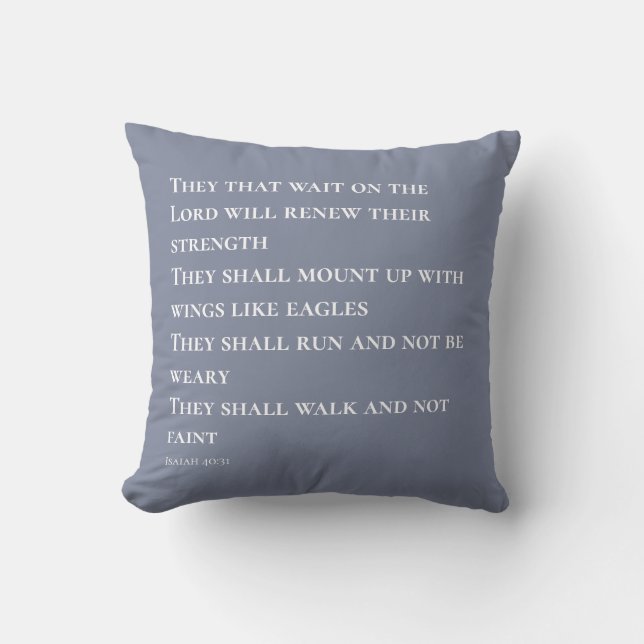 Blue Scripture Verse Isaiah 40 Throw Pillow (Front)
