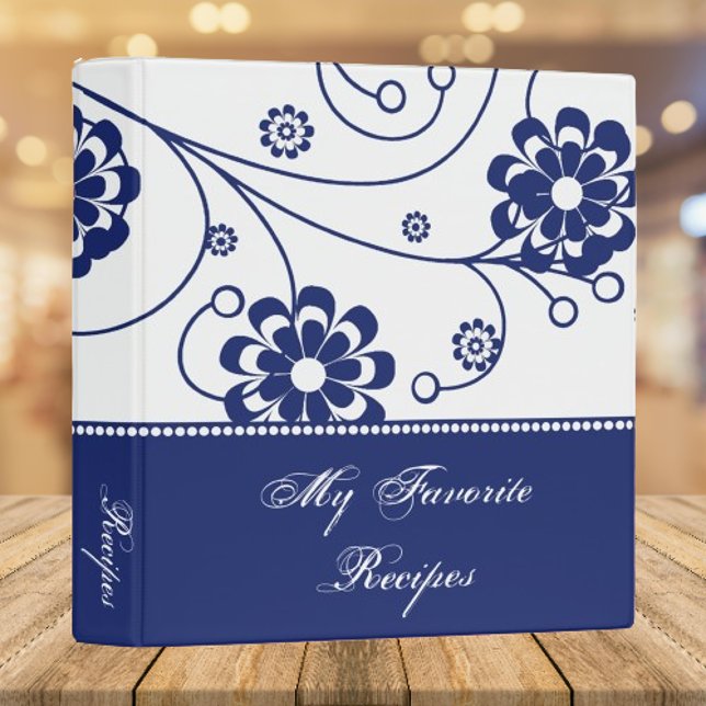 Blue Scroll Blooms Recipe Binder (Blue Scroll Blooms Recipe Book Binder)