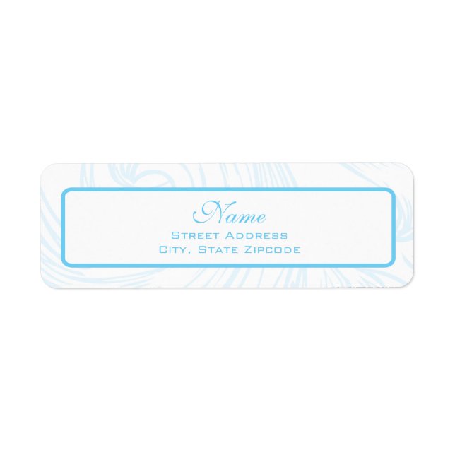 Blue Scroll Christening Address Label (Front)