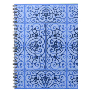 Blue scrollwork pattern notebook
