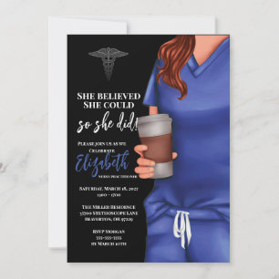 Blue Scrubs Nursing School Graduation Invitation
