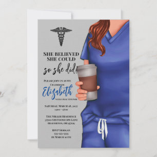 Blue Scrubs Nursing School Graduation Invitation