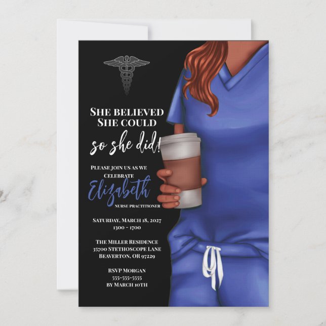 Blue Scrubs Nursing School Graduation Invitation (Front)