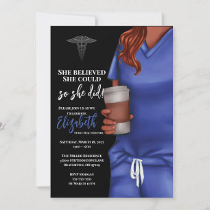 Blue Scrubs Nursing School Graduation Invitation