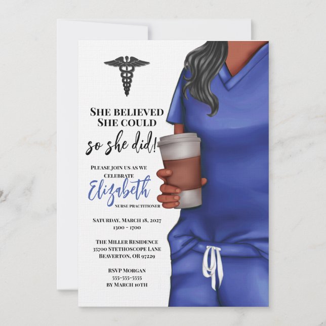 Blue Scrubs Nursing School Graduation Invitation (Front)