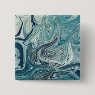 Blue Sea Abstract Painting 2 Inch Square Button
