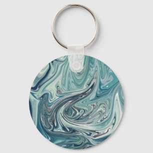 Blue Sea Abstract Painting Keychain