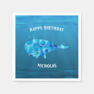 Blue Sea And Whale Napkin