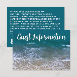 Blue Sea Beach Wedding Detail Enclosure Card