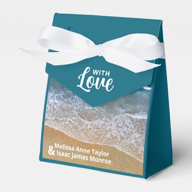 Blue Sea Beach Wedding Favor Box (Front Side)