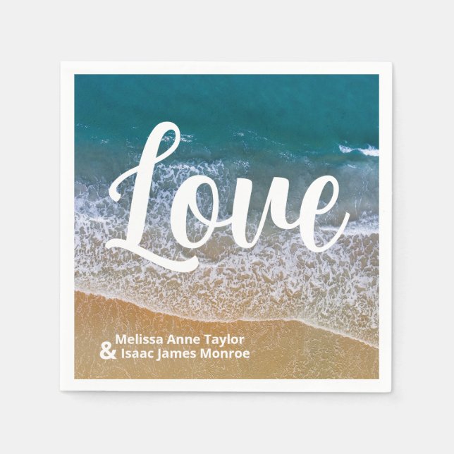 Blue Sea Beach Wedding Napkin (Front)