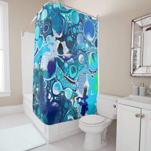 Blue Sea Bubbles Abstract Art (In Situ)