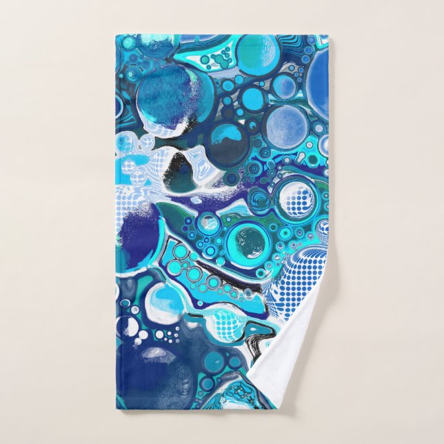Blue Sea Bubbles Abstract Art Hand Towel (Hand Towel)