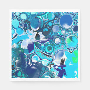 Blue Sea Bubbles Abstract Art  Napkin