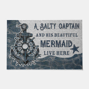 Blue Sea Design Doormat, Summer Vintage Doormat