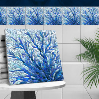 Blue Sea Fan Coral mosaic art Tile