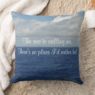 Blue Sea Fluffy Clouds Personalized Pillow