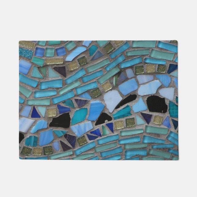 Blue Sea Glass Mosaic Door Mat (Front)
