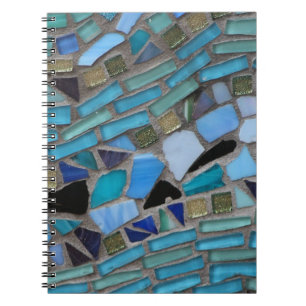 Blue Sea Glass Mosaic Spiral Notebook