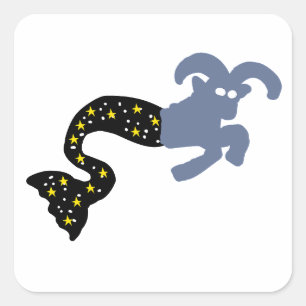 Blue Sea‑Goat Space Tail Zodiac Silhouette Square Sticker