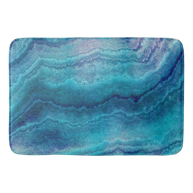 Blue Sea Green Agate Texture Bath Mat (Front)