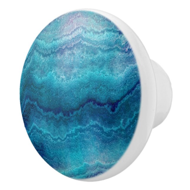 Blue Sea Green Agate Texture Ceramic Knob (Right)