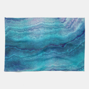 Blue Sea Green Agate Texture Kitchen Towel