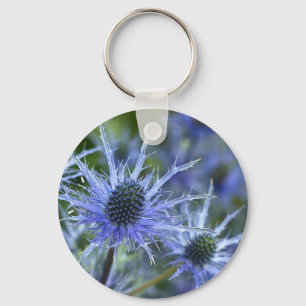 Blue Sea Holly Thistle Keychain