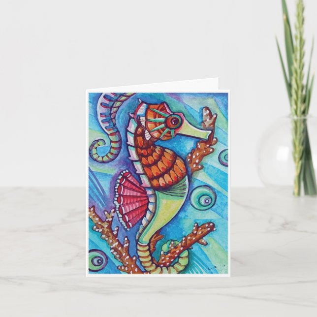* Blue - sea horse * - Blank Card (Front)