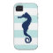 Blue Sea Horse on Mint Stripes
