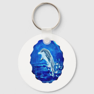Blue Sea Leaping Dolphin Keychain