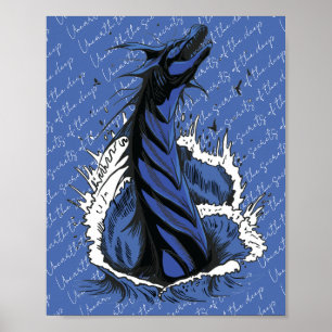 Blue Sea Monster Serpent Ocean Waves Poster