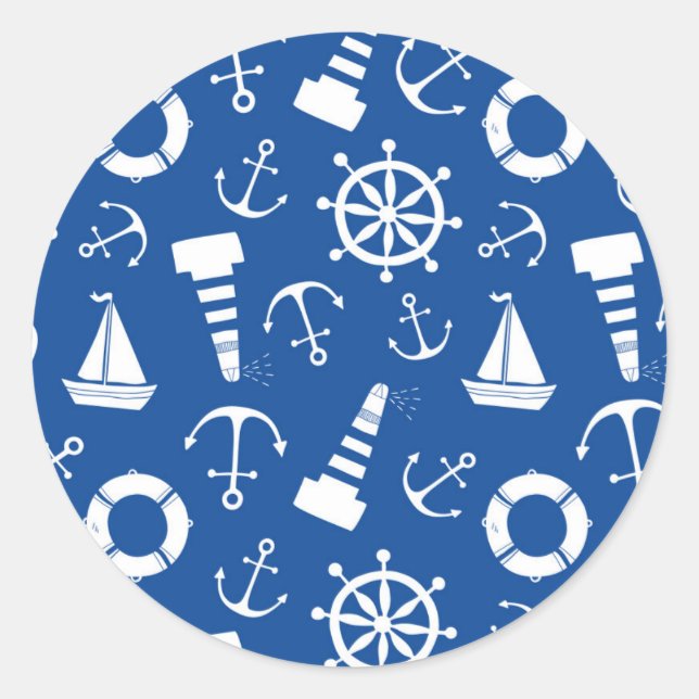 Blue Sea Pattern Classic Round Sticker (Front)