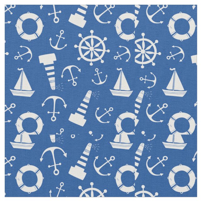 Blue Sea Pattern Fabric (Close Up)