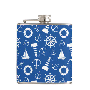Blue Sea Pattern Hip Flask