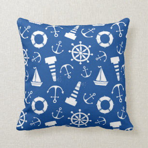 Blue Sea Pattern Throw Pillow