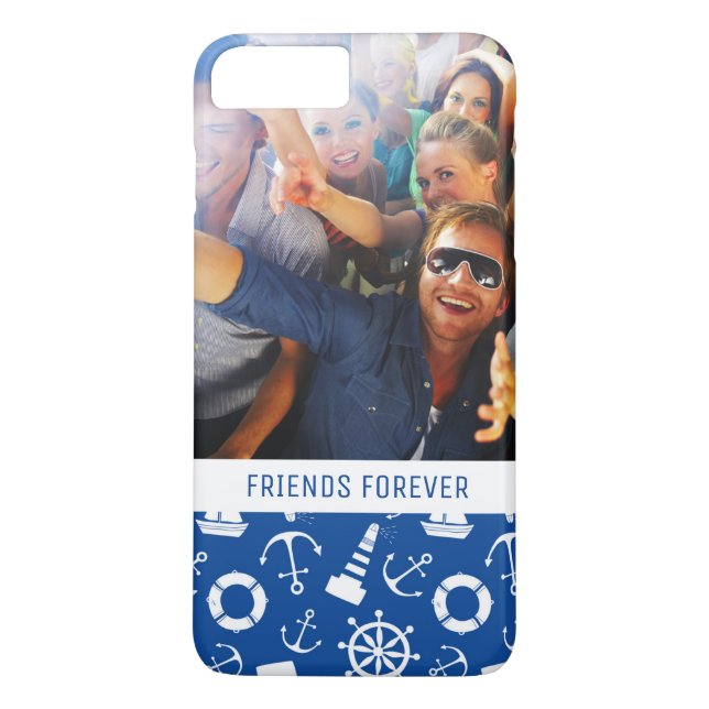 Blue Sea Pattern | Your Photo & Text Case-Mate iPhone Case (Back)