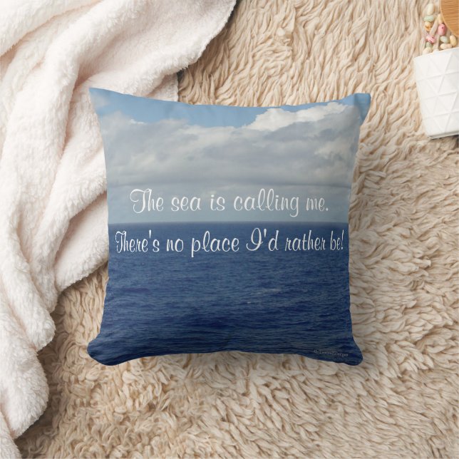Blue Sea Personalized Name Ocean Pillow 16 x 16 (Blanket)