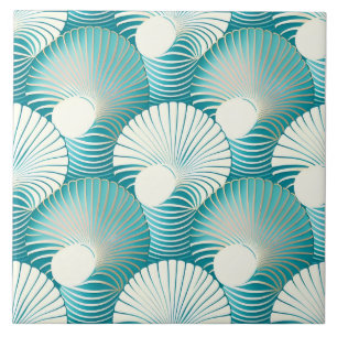 Blue sea shell pattern tile