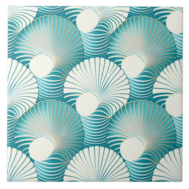 Blue sea shell pattern tile (Front)
