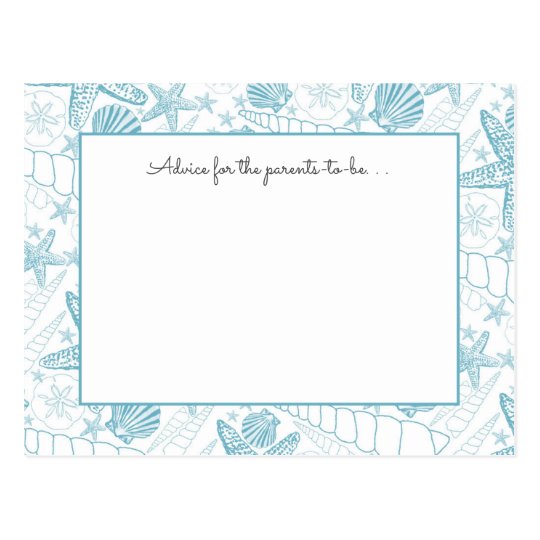 Blue Sea Shells Baby Shower Advice, prayers Postcard