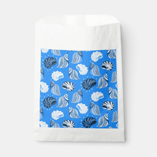 blue sea shells beach ocean favour bag (Front)