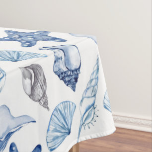 Blue Sea Shells Tablecloth