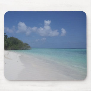 Blue Sea Sky White Clouds Sand Maldives Template Mouse Pad