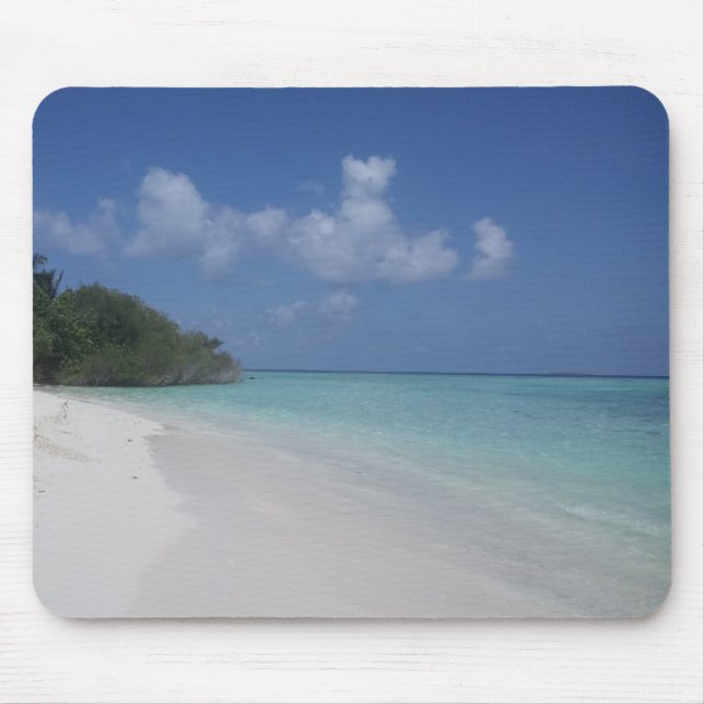 Blue Sea Sky White Clouds Sand Maldives Template Mouse Pad (Front)