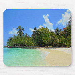 Blue Sea Sky White Clouds Sand Maldives Template Mouse Pad