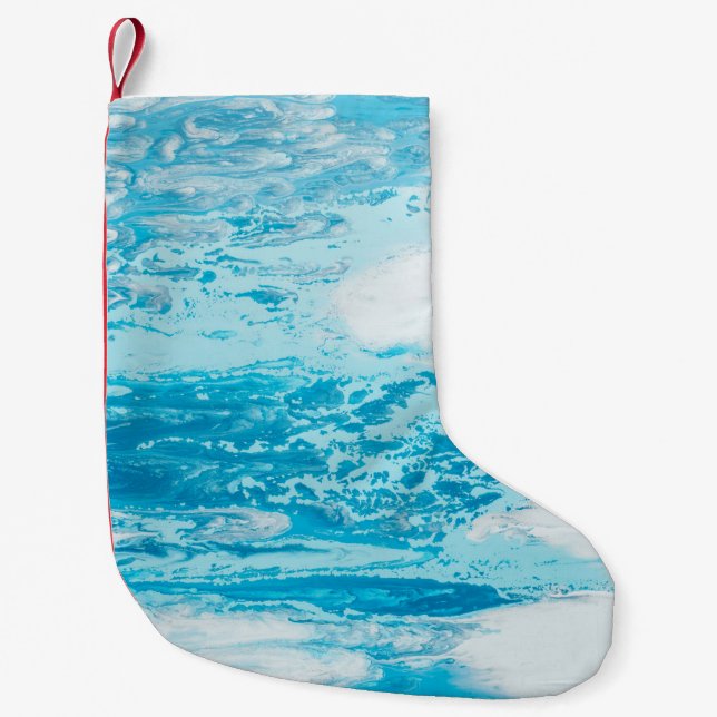 Blue sea small christmas stocking (Front)