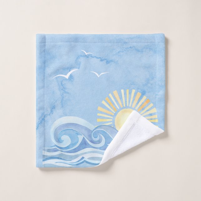 Blue Sea Sun Waves serviette de bain (Gant de toilette)