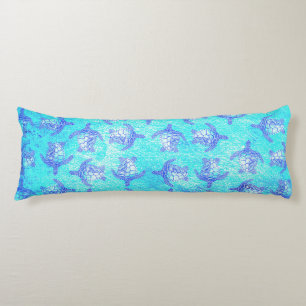Blue Sea Turtle Print Body Pillow