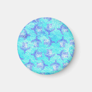 Blue Sea Turtle Print Magnet